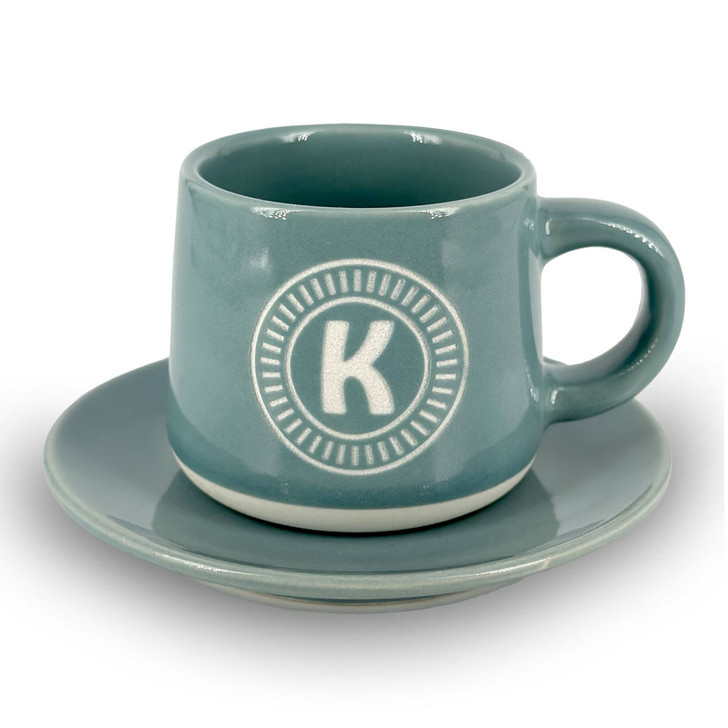 Tazzina da caffè con piattino e scatola - Lettera K