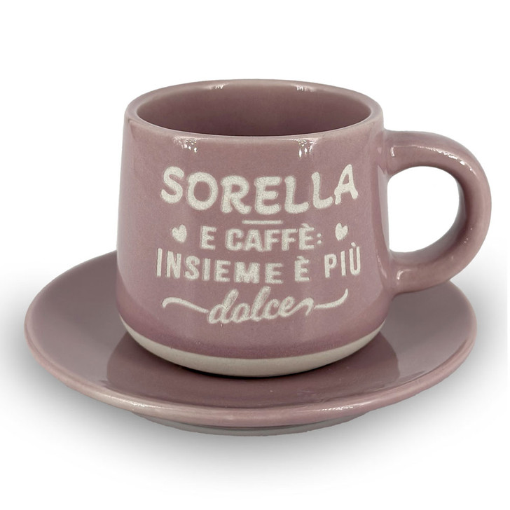 Tazzina da caffè con piattino e scatola regalo - Sorella