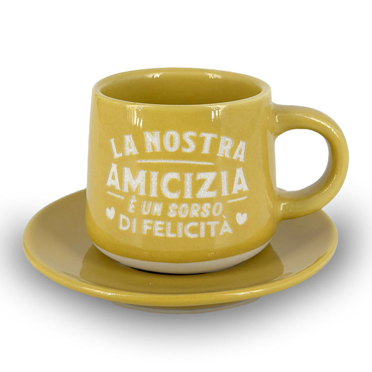 Tazzina da caffè con piattino e scatola regalo - Amicizia