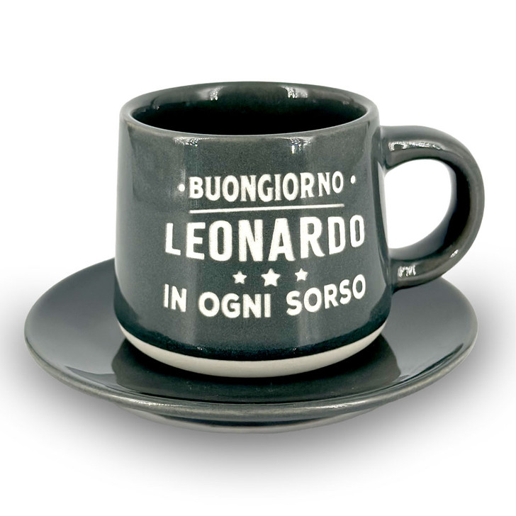 Tazzina da caffè con piattino e scatola regalo - Leonardo