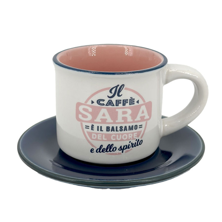 Tazzina da caffè con piattino in confezione regalo - Sara