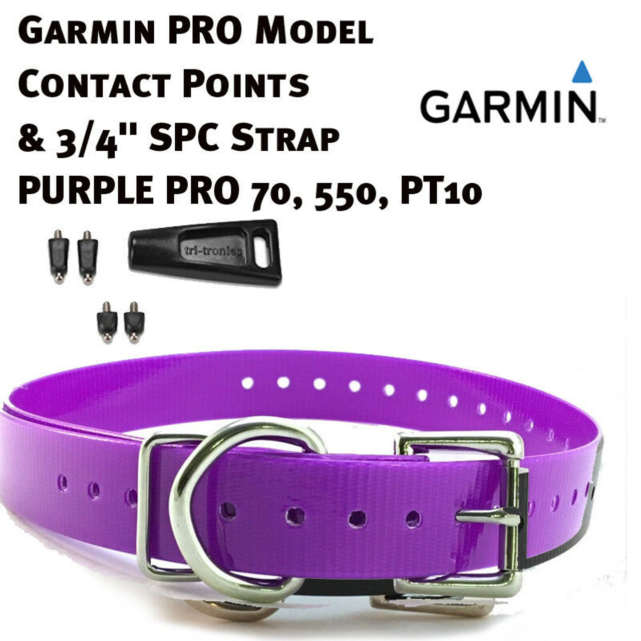 Garmin Pro Model Contact Points & 3/4 Sparky Pet Co Strap - Neon Orange  Pro 70, 550, PT08