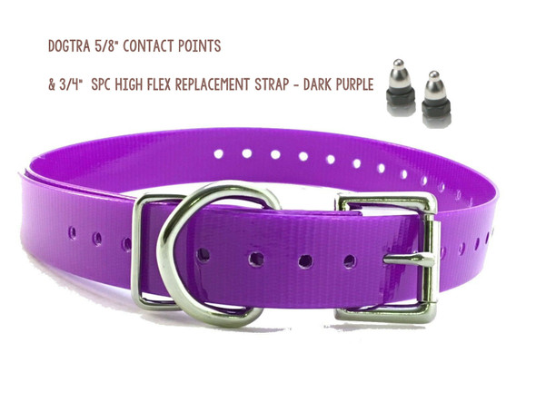 Dogtra 5/8" Contact Points & 3/4" Sparky Pet Co High Flex Replacement Strap - Dark Purple