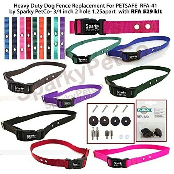 Heavy Duty Dog Fence 3/4" PetSafe Compatible Replacement Strap 2 Hole 1.25" Apart