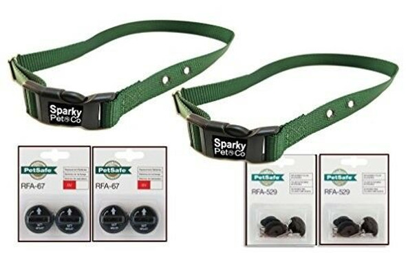 Sparky Pet Co 2 3/4" Heavy Duty Green Dog Straps with 2 RFA 529 Kits & 4 RFA 67-D