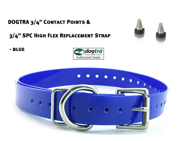 Dogtra 3/4" Contact Points & 3/4" Sparky Pet Co High Flex Replacement Strap - Blue