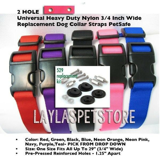 Universal Nylon 3/4" Replacement Dog Collar Straps & PetSafe RFA 529 Refresh Kit