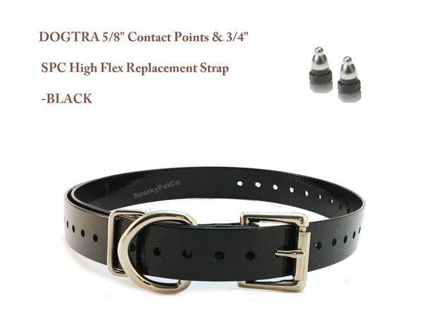 Dogtra 5/8" Contact Points & 3/4" Sparky Pet Co High Flex Replacement Strap - Black