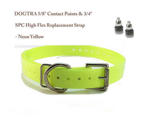 Dogtra 5/8" Contact Points & 3/4" Sparky Pet Co High Flex Replacement Strap - Neon Yellow