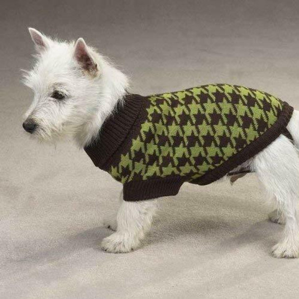 East Side Collection Oxford Houndstooth Sweater Olive/Brown - XS