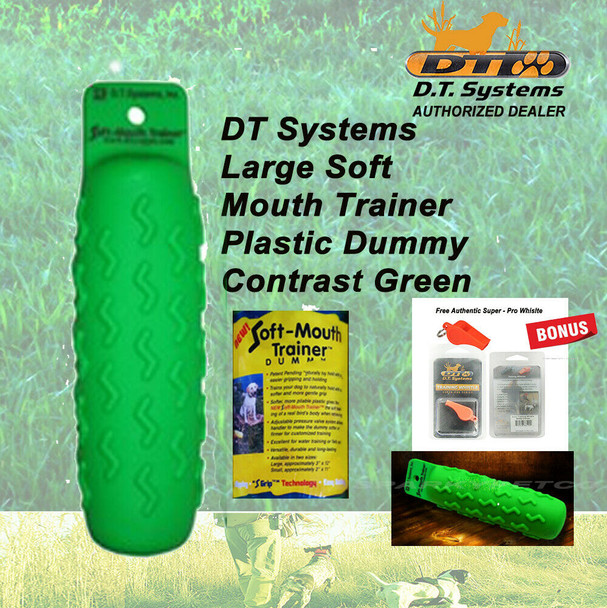 DT Systems Green Dummy Lg Soft-Mouth Dog Trainer Bird Retriever with DT Whistle