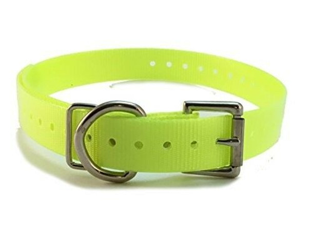 Sparky Pet Co 3/4' High Flex Waterproof Roller Buckle Dog Strap, Neon Yellow