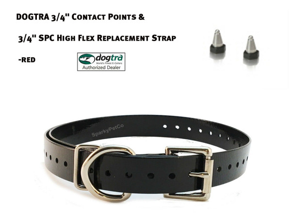 Dogtra 3/4" Contact Points & 3/4" Sparky Pet Co High Flex Replacement Strap - Black