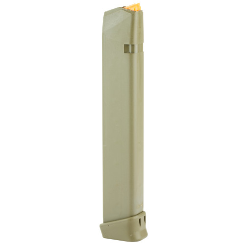 Glock OEM Magazine, 9MM, 33Rd, Fits GLOCK 17/34, Olive Drab Green Body with Orange Follower - 47462