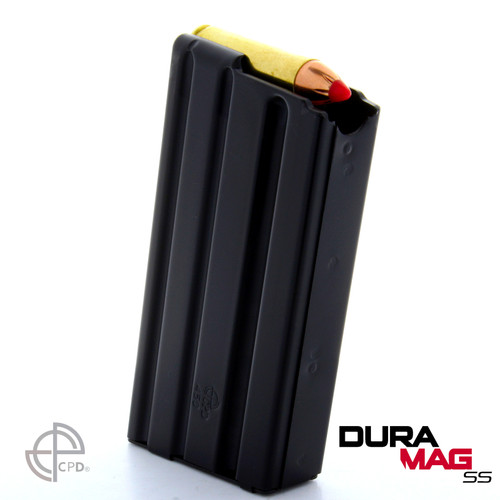 DURAMAG, 450 Bushmaster, 5rd Magazine, Black, Fits AR Rifles, Stainless Steel, .450 Orange AGF Follower - 5X45041175CPD