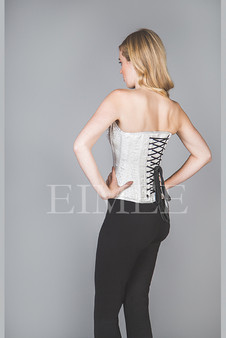 White Silk Bridal Back Lacing Steel Boned Corset TULI back