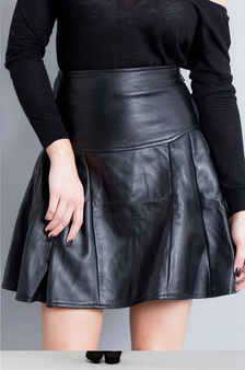 Black Leather Skirt High Waisted JAQUINEE detail view