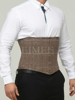 Men's plain cotton underbust corset for waist slimming - front view.