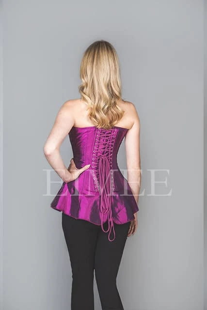 Skirted Basque Slimming Purple Steel Boned SHANEECE  back view