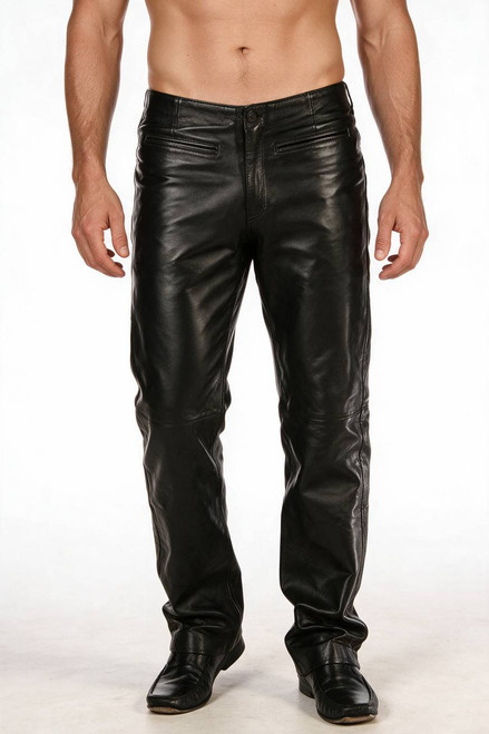 Full Grain Leather Men's Soft Supple Nappa Dress Trousers