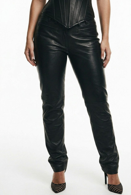Full Grain Leather Women's Soft Supple Nappa Dress Trousers WDTR