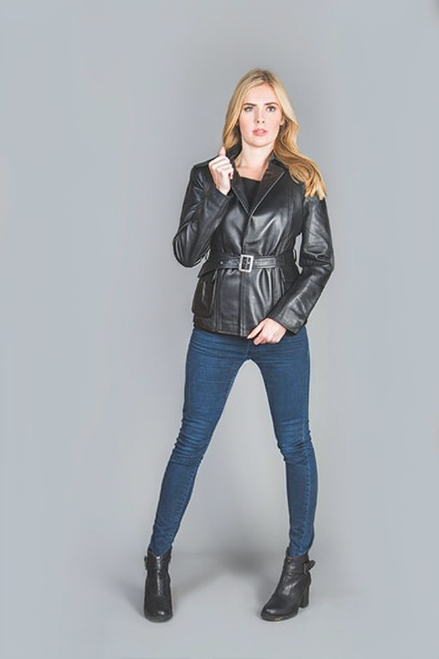 Women's Leather Jacket Wrap Around RALMAIN front