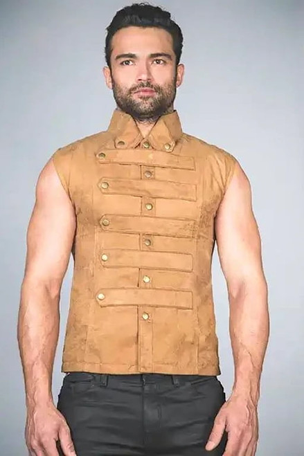 men’s steampunk military waistcoat vest SANDRO front view
