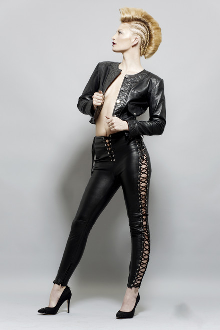 Full Grain Leather Leggings with laces LACEY 