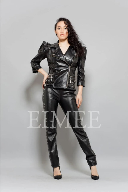 Ladies Leather Jacket LISTA – Front View on Mannequin
