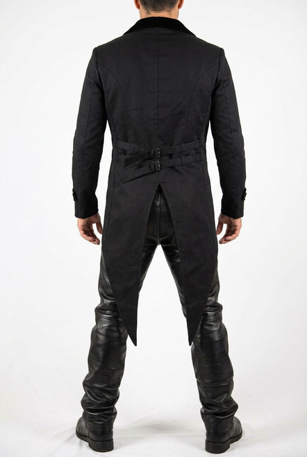Men's Velvet Tailcoat Black Cotton Vintage Victorian Morning Dress Tail Coat VEL