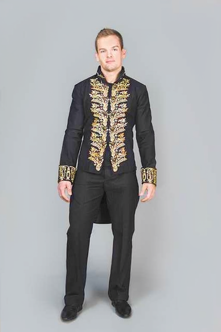 Black Cotton Tailcoat KENTZ – Back tail silhouette displayed on model.