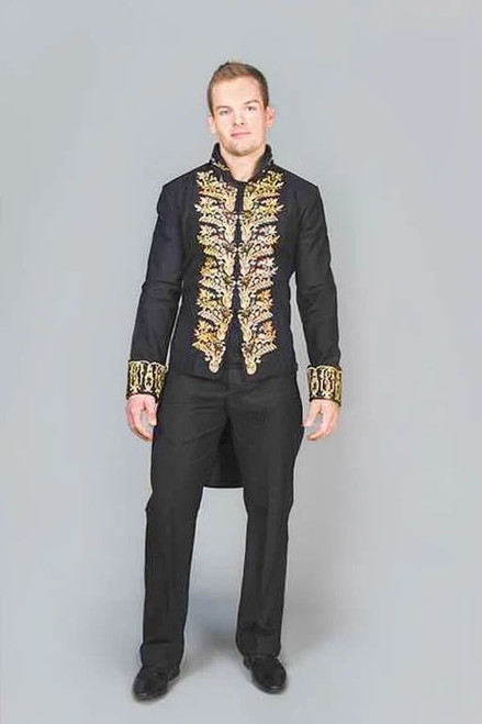 Black Cotton Tailcoat KENTZ – Back tail silhouette displayed on model.