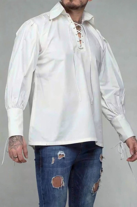Traditional Cream Kilt Shirt - front