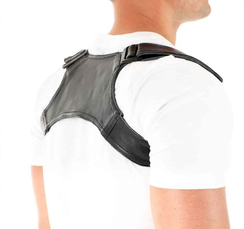 Mens Posture Support Corrector Real Leather - back