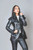 Black leather burlesque Victorian beauty jacket ESTA front view