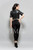 Back view of HILFI leather high waist fitted top
