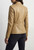 Back view of tan leather blazer showing smooth leather finish and structured silhouette