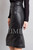 Black Leather Pencil Skirt RAHET – Side view showing slim silhouette and waist fit