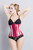 Leather Corset Red White Steel Boned - Front