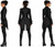 Ladies Tailcoat Formal Coat Top Victorian Black shown on model from side, back and front views