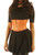 peach brocade underbust satin corset front view on white background