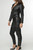 Side view showing leather loops at the waist for a custom tailored fit on a one-piece suit.