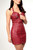 Model in a powerful pose wearing the Red Leather Mini Dress, highlighting the garment's sexy and confidence-boosting style.
