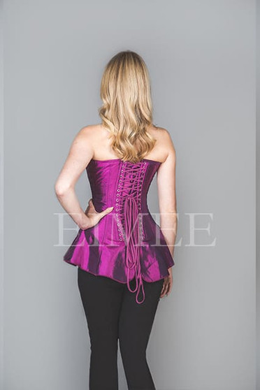Skirted Basque Slimming Purple Steel Boned SHANEECE  back view