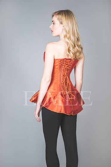 Back view of the Steel Boned Skirted Corset showing lacing