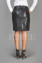 Women’s Black Goat Nappa Leather Office Skirt AMY – Back view with seam detail