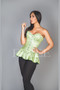 Green brocade corseted skirt SHENI front view