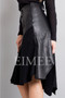 Gorgeous Real Leather Skirt With Wool Panels LEENI side detail