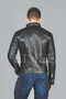 Back view of the hard-wearing MOTO style men's leather jacket.