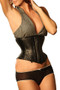 Side view of the Waspie corset showing the nipped-in waist effect